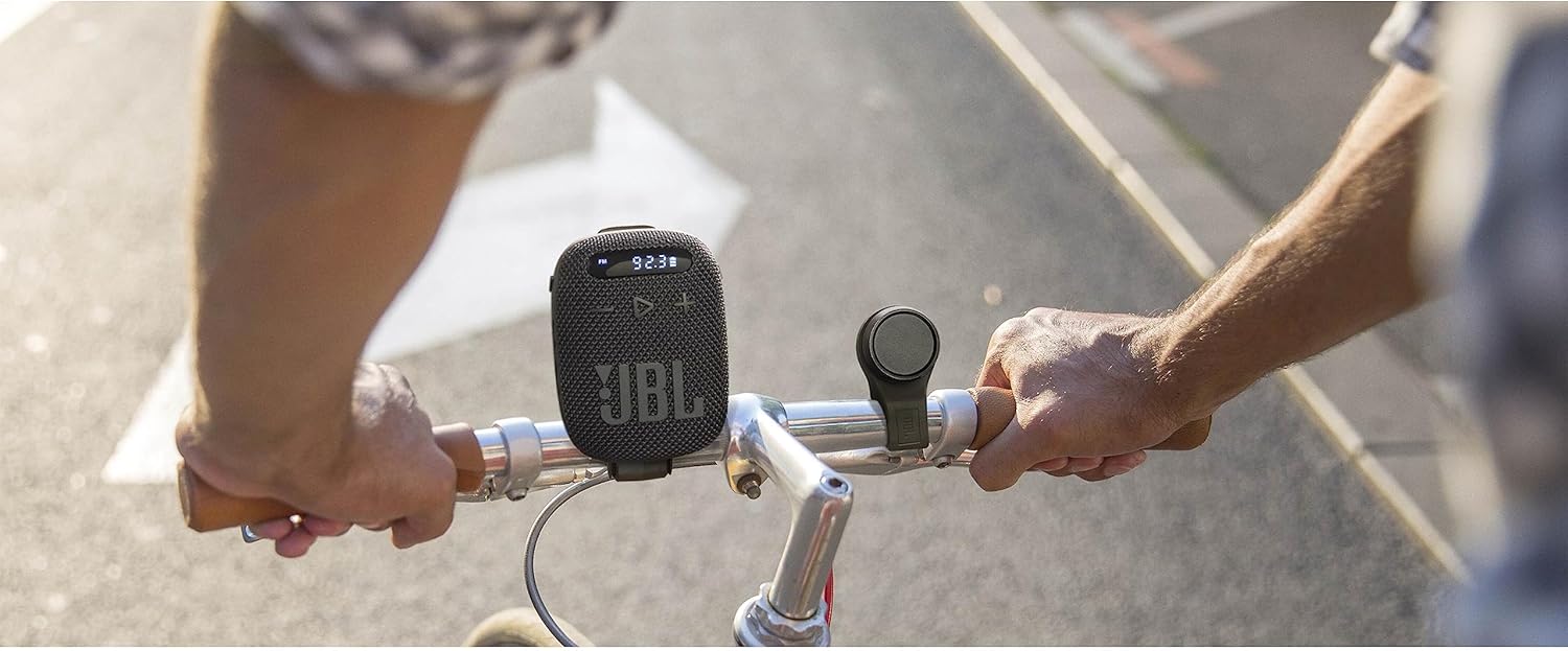 مكبر صوت JBL Wind 3 المحمول بتقنية البلوتوث وراديو FM لمقود الدراجة