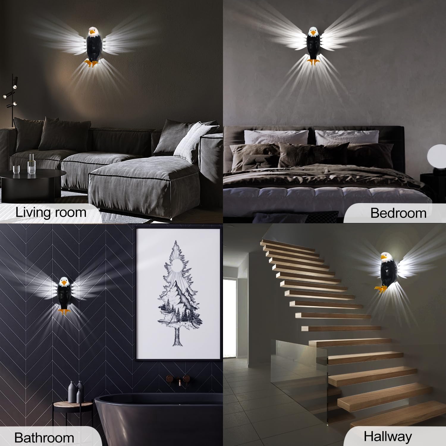 Eagle Wall Lamp Magnetic LED Wall Mounted Eagle Lamp USB Charging With Remote Control Multi-purpose Removable Eagle Lamp