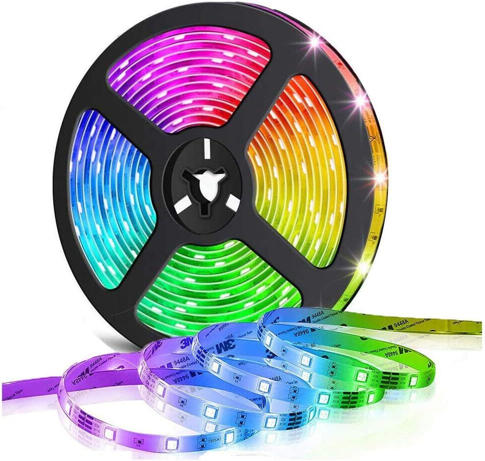 LED Strip Lights, 5m Smart Light Strips Color Changing Sync to Music, 5050 RGB Led Light Remote Control Rope Tape Lighting for Party Home Decoration Bedroom Hotel Outdoor Garden (5m bluetooth)