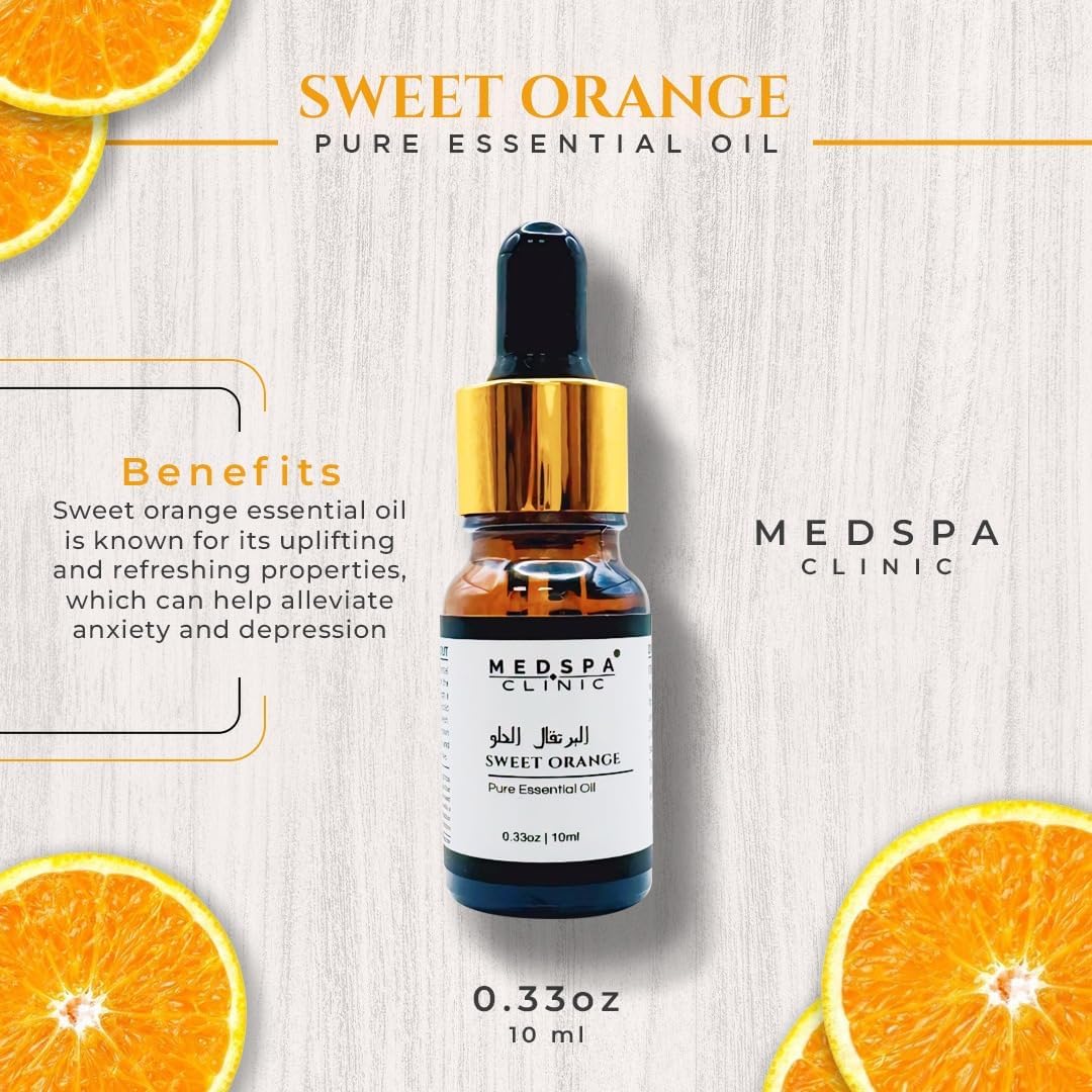 MEDSPACLINIC Pure Sweet Orange Essential Oil - 100% Natural and Therapeutic Grade - Aromatherapy for Upliftment and Relaxation - 10ml | 0.33oz Bottle