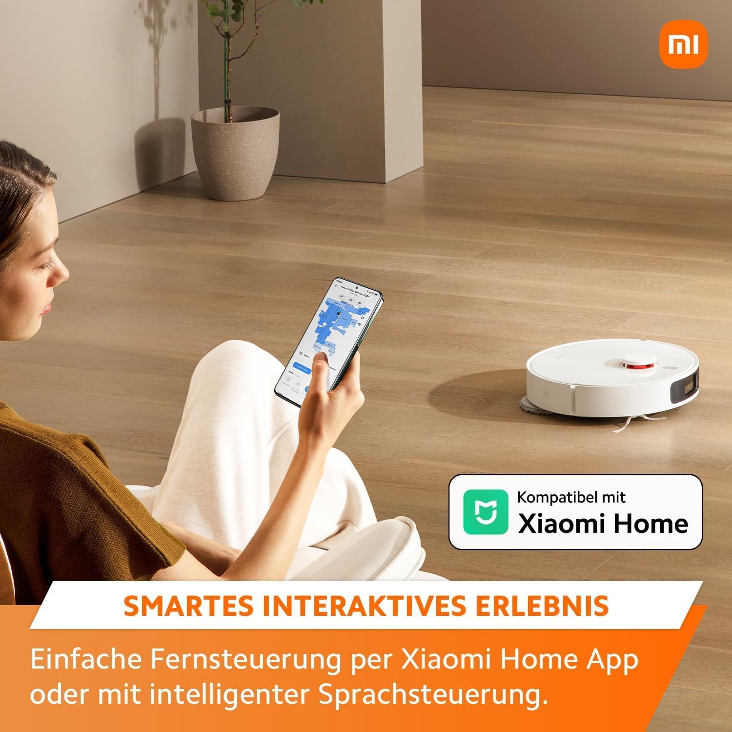 مكنسة كهربائية روبوتية Xiaomi X20+ ومنظفة للأرضيات، محطة ذكية متعددة الاستخدامات، شفط 6000 باسكال، نظام ملاحة بالليزر مع نظام S-Cross™، غسيل وتنظيف مع تطبيق Double Mop للتحكم - أبيض