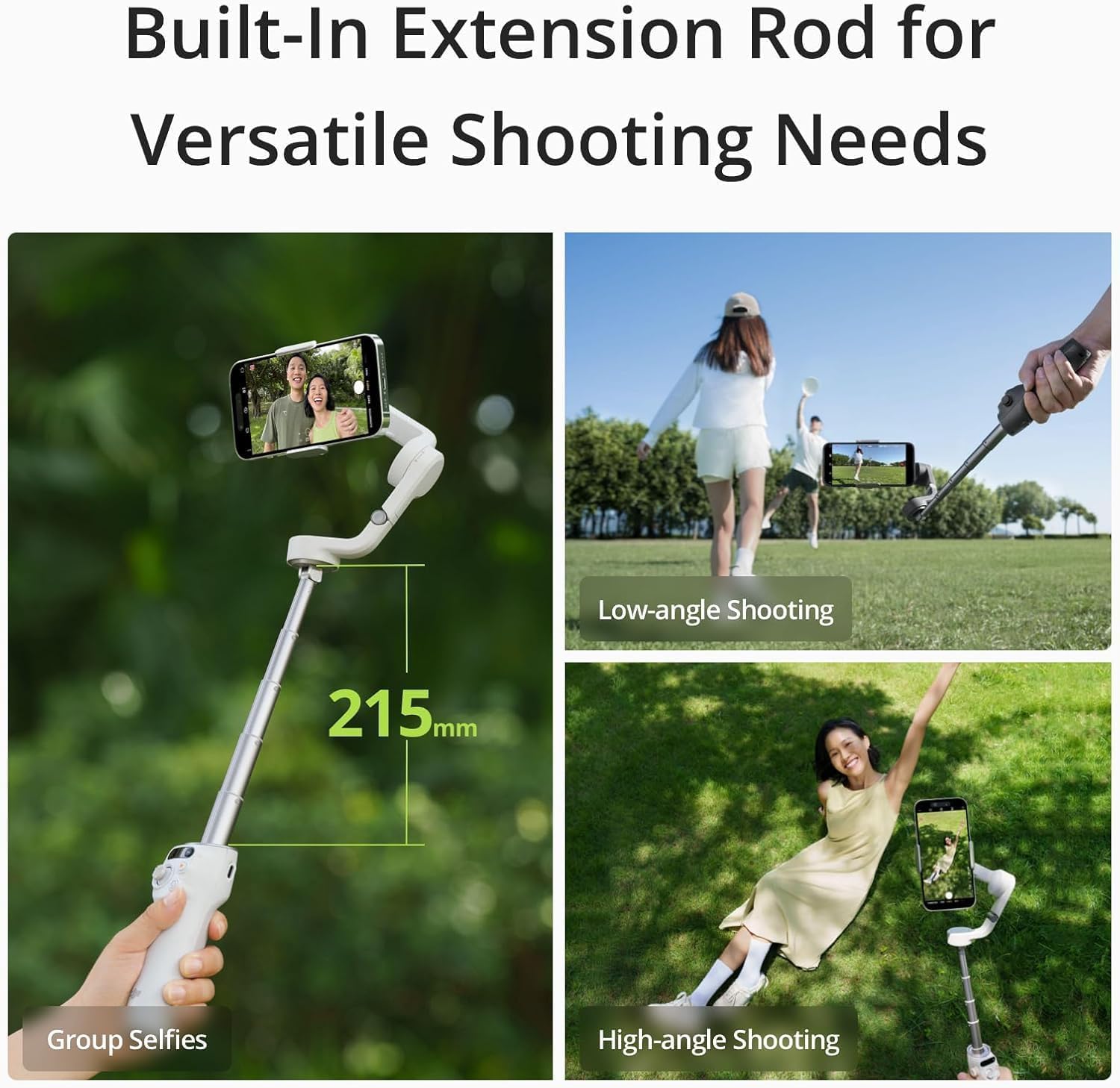 DJI OSMO Mobile 6 Smartphone Gimbal Stabilizer, 3-Axis Phone Gimbal, Built-In Extension Rod, Android and iPhone Gimbal, Vlogging Stabilizer, Platinum Gray, UAE Version with Official Warranty Support