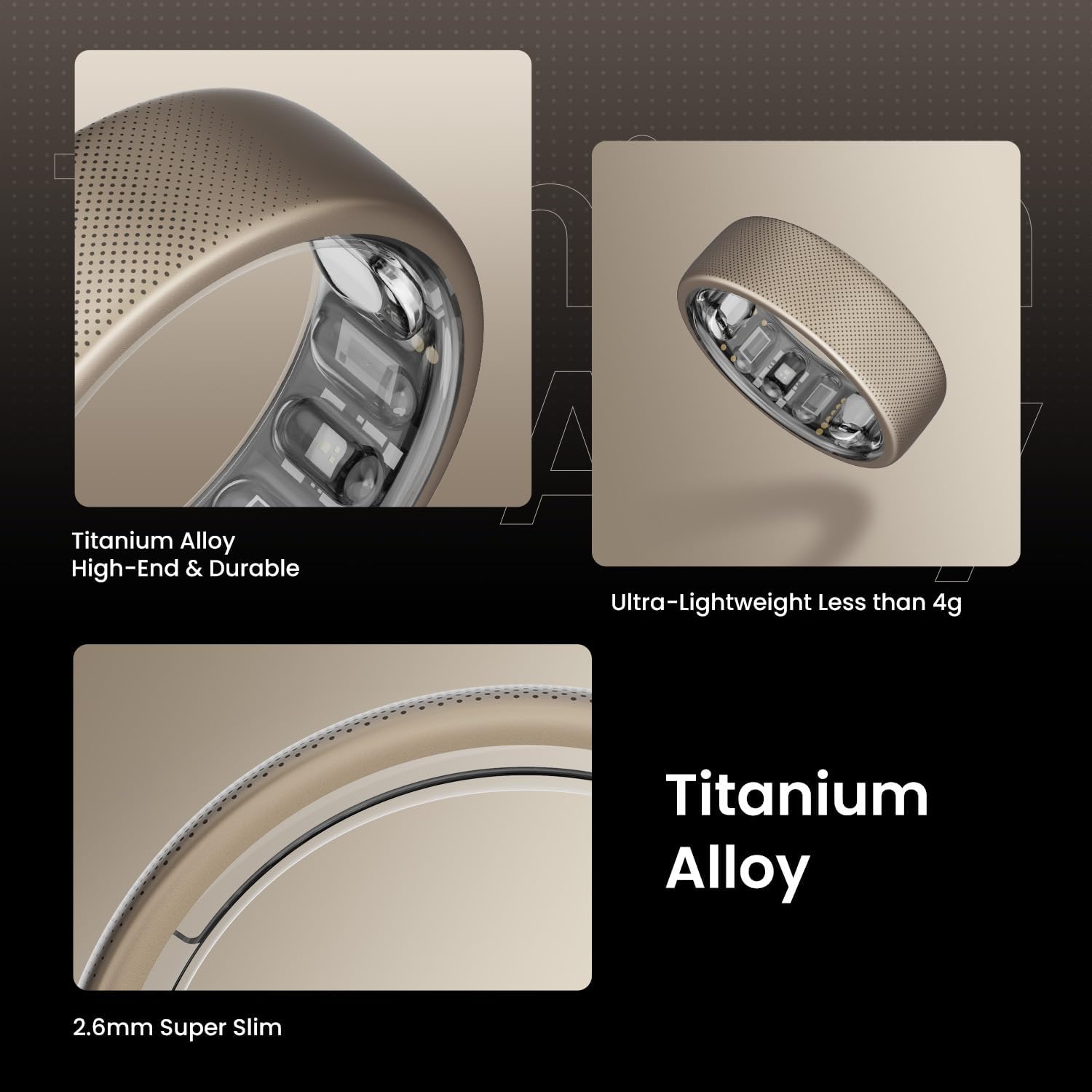 Amazfit Helio Smart Ring, No Subscription, Monitor Sleep, Heart Rate, Stress, Fast 1.4 Hour Charging, iPhone and Android, Titanium Alloy, Swim/Shower Water-Resistance (Size 10)
