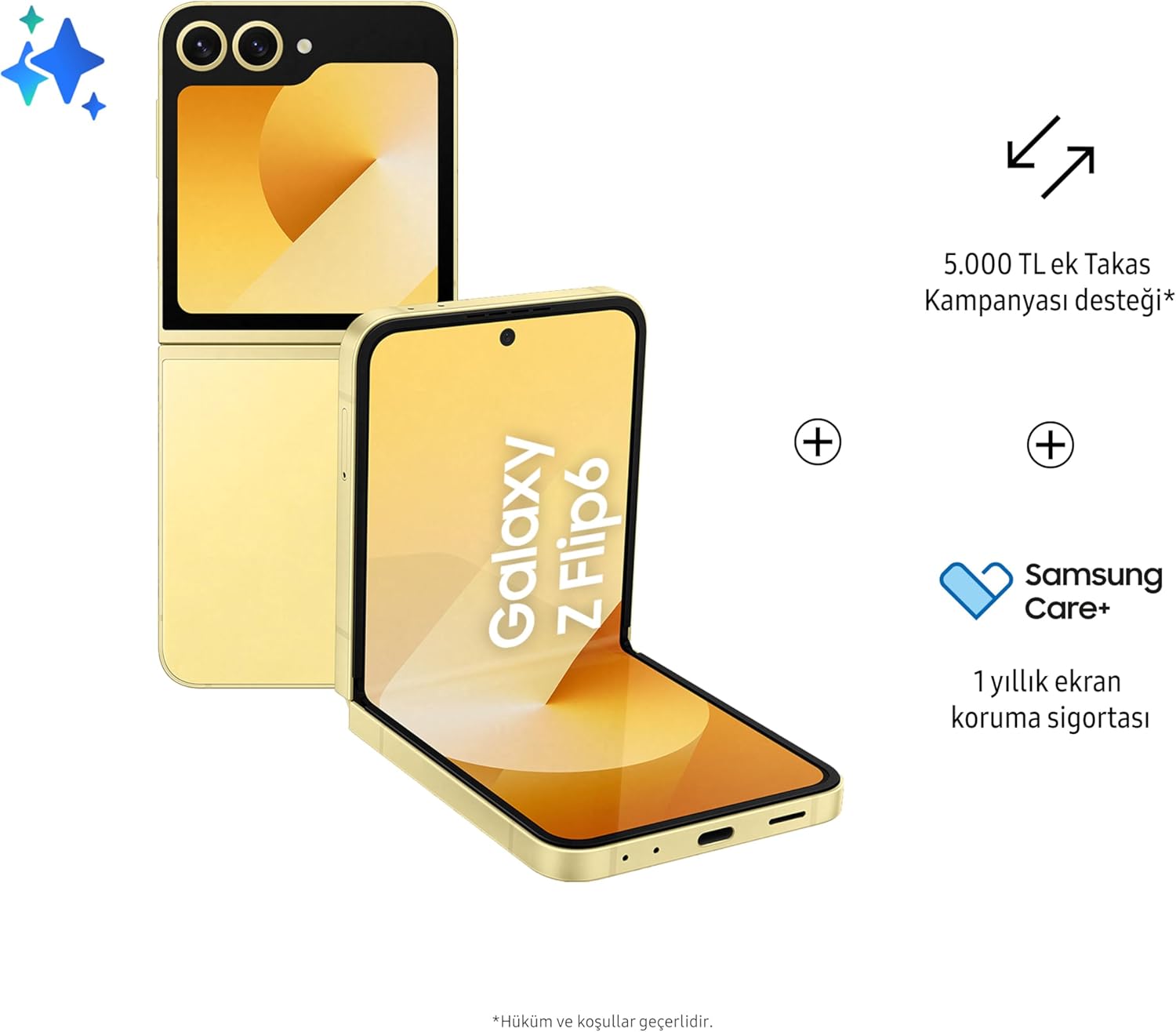 SAMSUNG Galaxy Z Flip6, 12GB RAM, 512GB Storage, Yellow, 50MP Camera, 1 year Seller Warranty (International Version)