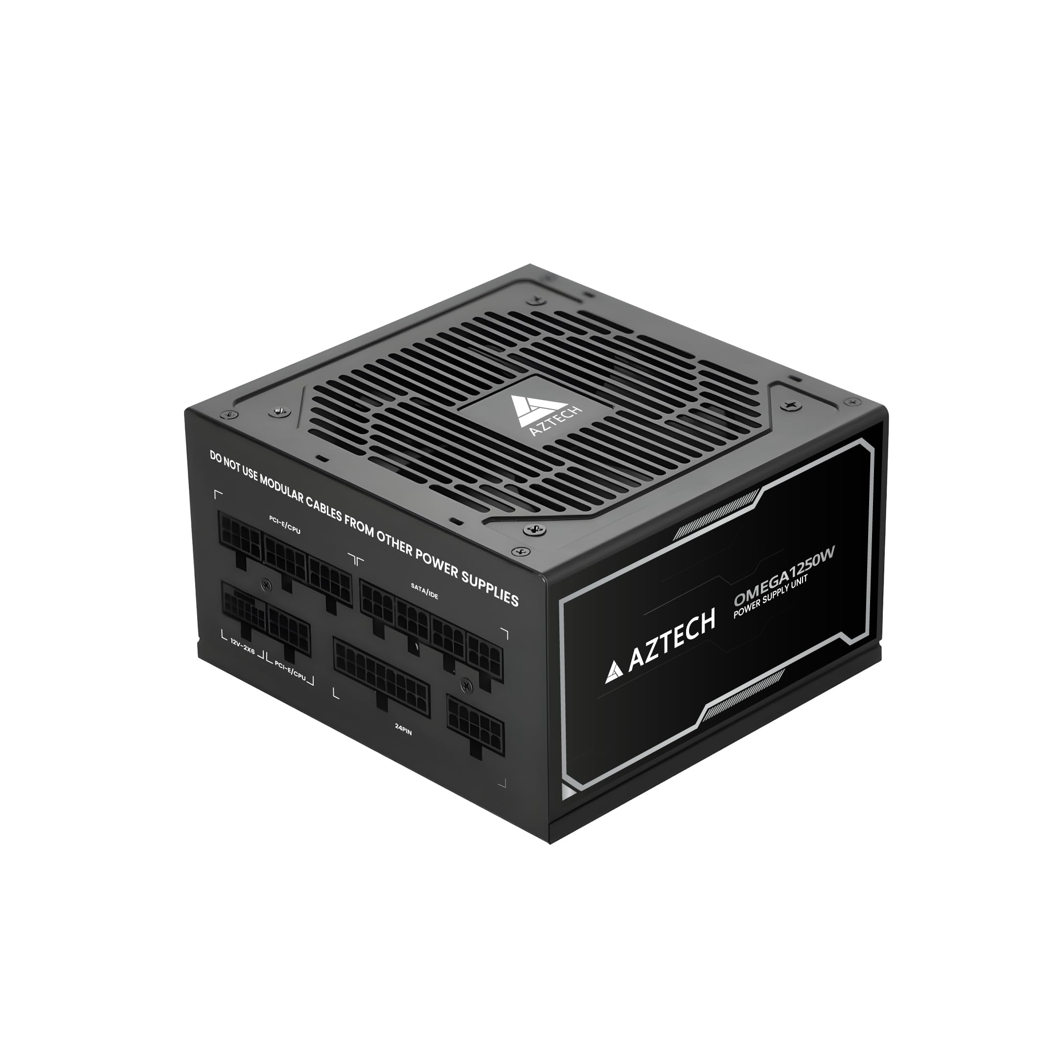 AZTECH OMEGA 1250W 80 Plus Gold ATX 3.1 & PCIe 5.1 Ready Fully Modular Power Supply Ultra‑Quiet Hybrid Fan PSU 120 mm, Japanese 100% 105 °C Caps, ZERO RPM Low noise Control RTX 40 PSU & Ryzen & Intel