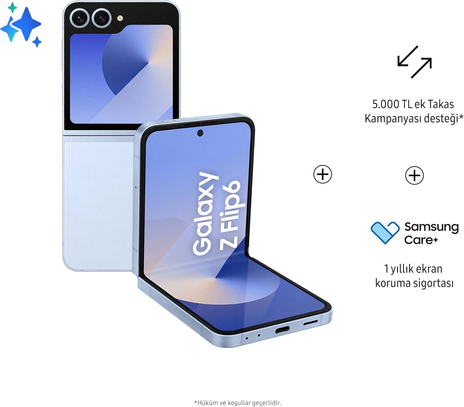 SAMSUNG Galaxy Z Flip6, 12GB RAM, 512GB Storage, Blue, 50MP Camera, 1 year Seller Warranty (International Version)