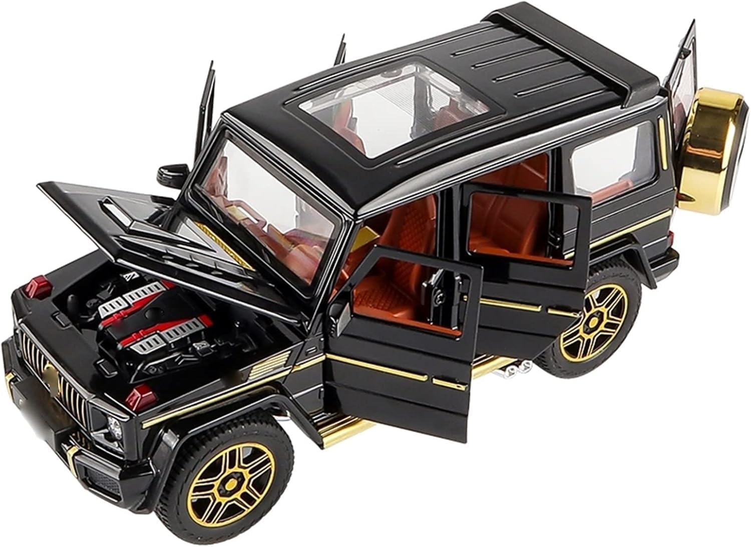 G65 Model Die-cast Pull Back Car 1:24 Zinc Alloy Children's Toy with Real Sound and Lights Christmas Gifts for Boys Collectibles with Barrier Card