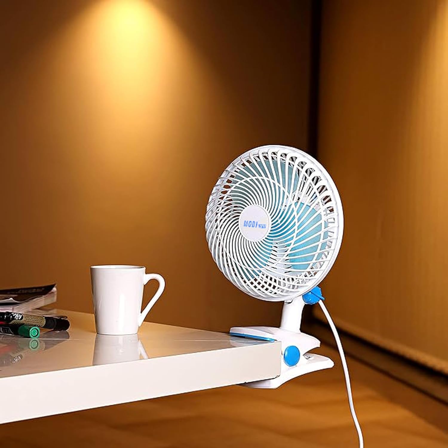 V.MAX MODI 180° Mini Clip Fan - 6 Inch | Desktop Portable Small Electric Fan White | 210x200x216mm Two Pin Plug Wire Small Fan for Home, Office