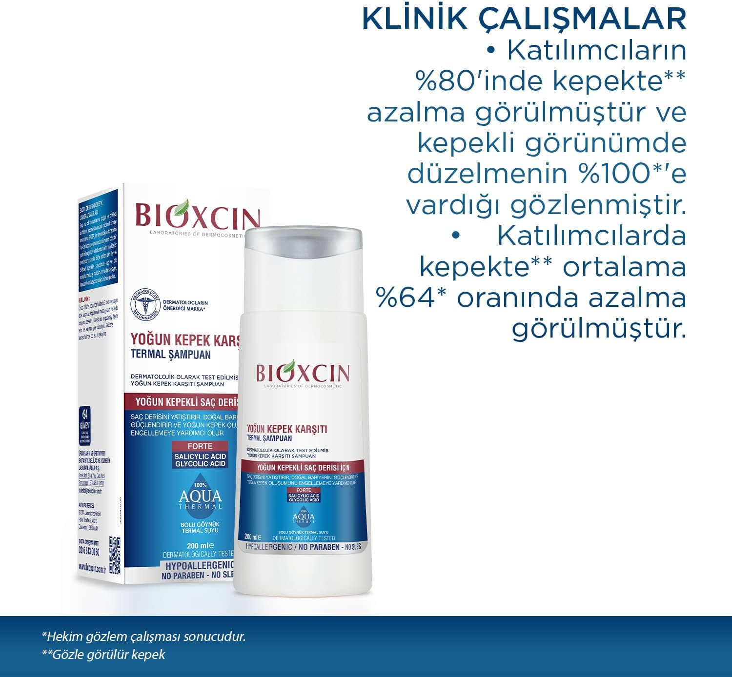BIOXCIN Thermal Anti-Dandruff Shampoo, 200 ml, with Salicylic Acid and Zinc