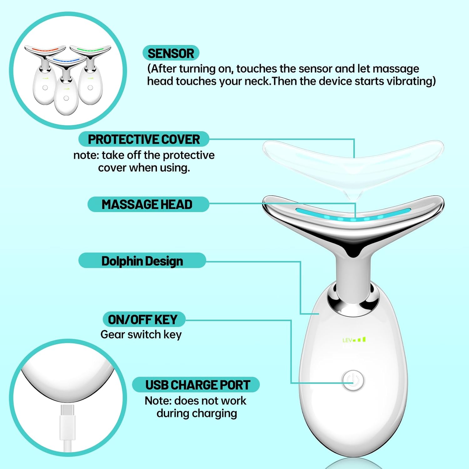 Floverkity Tightening-Device Anti-Wrinkles Massager for Beauty Device (White)