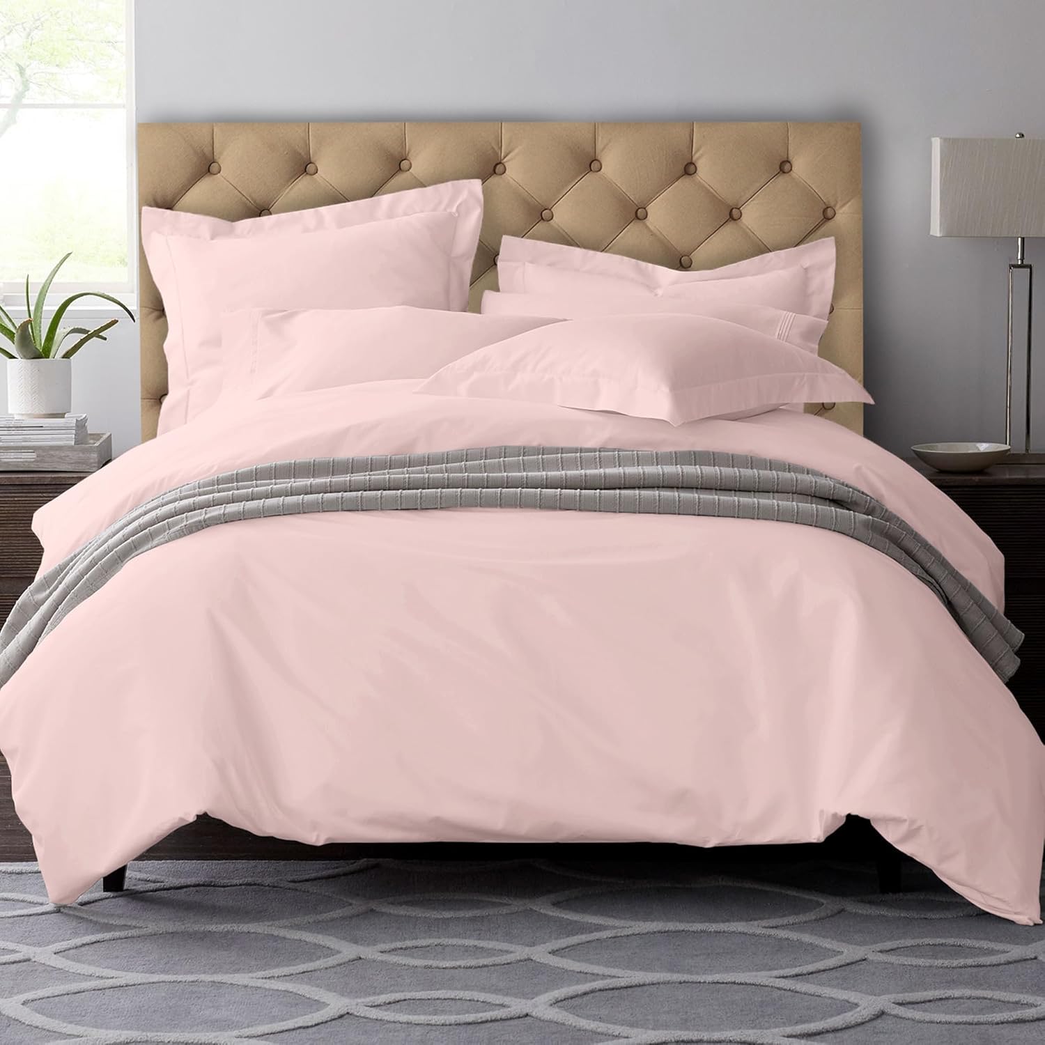 Comfy 3Pcs King Size Flat Cotton Bedsheet set - Light Pink