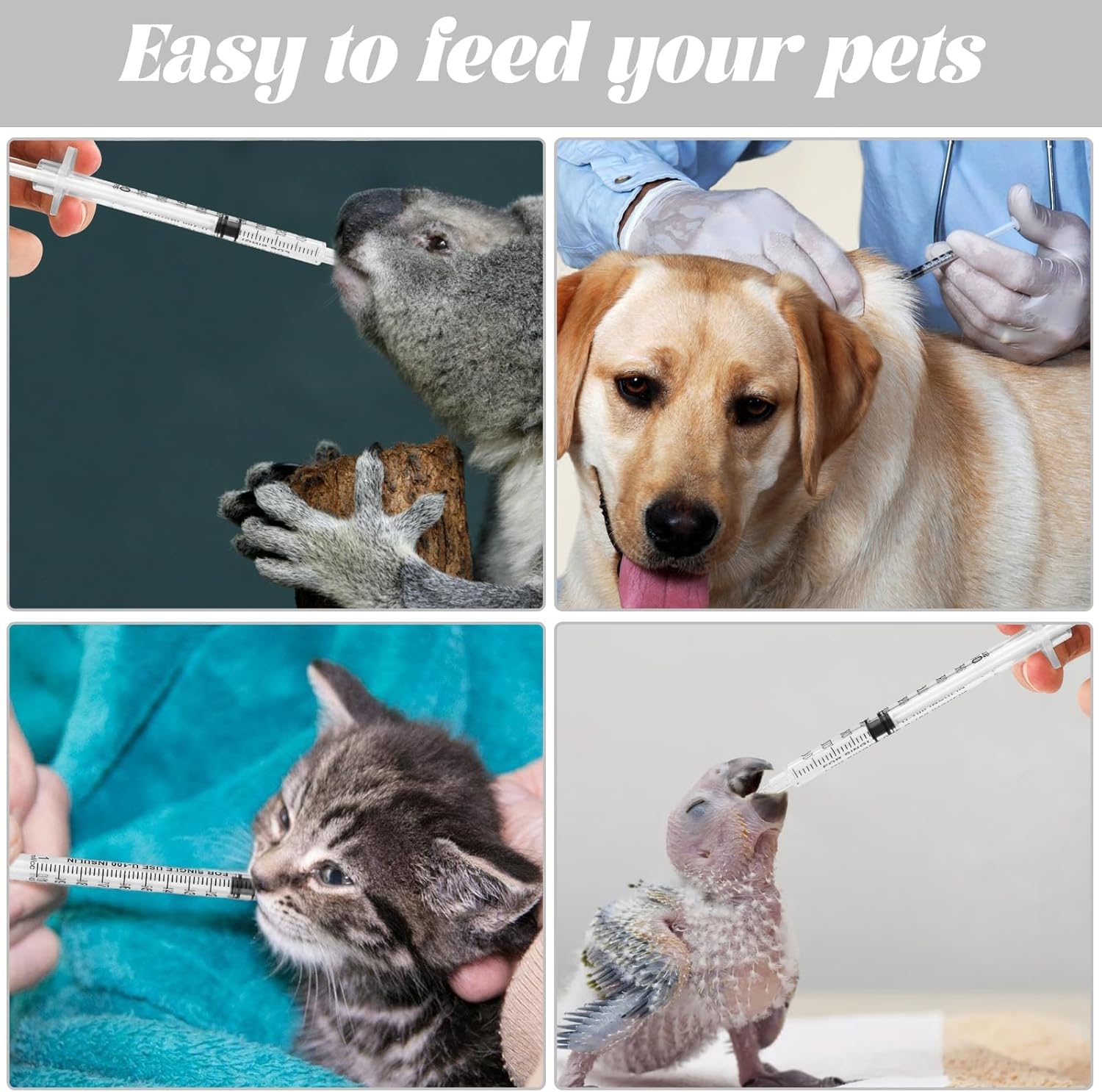 Zeyedemo 10 Packs 1ml Syringes Plastic 30G*8mm Microfine Lab Accessories Precision Multiple Uses Distribution Measuring Tools Individually Sealed Packaging for Pet Feeding Liquid Separation Crafts