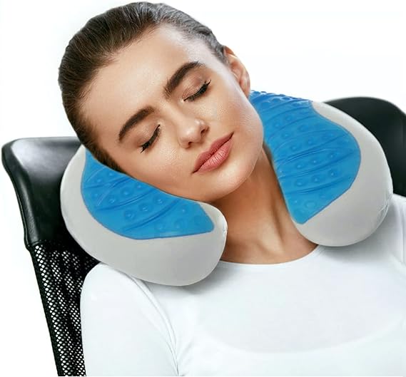 HEXAR Cooling Gel Memory Foam Travel Pillow, Neck Pillow U Shaped Pillow Provide Best Neck and Head Support in Travel & Office