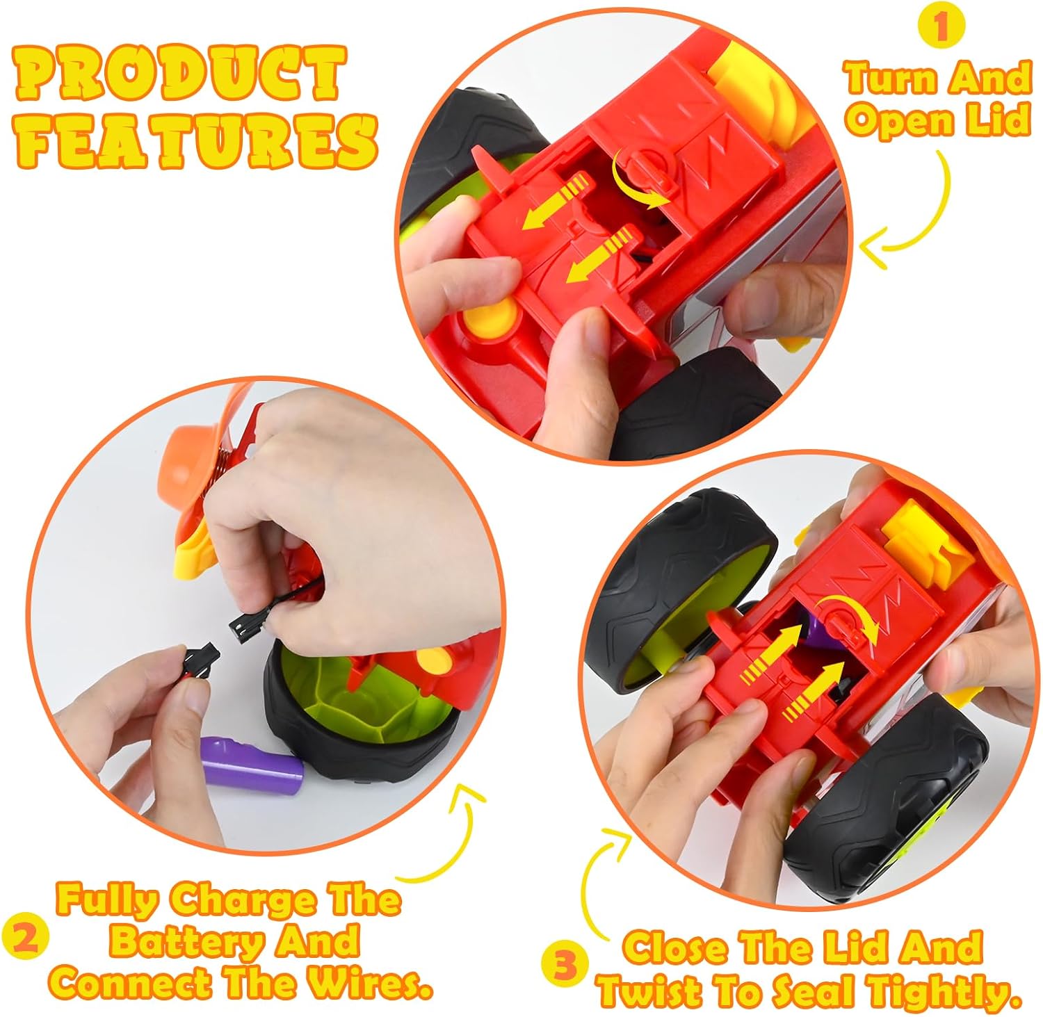 Neragron Remote Control Car, Crazy Jumping Dancing Car Toy, Double Sided RC Trucks with Headlights and Music, Wireless Remote Control Rocking Car for Kids Birthday Gift