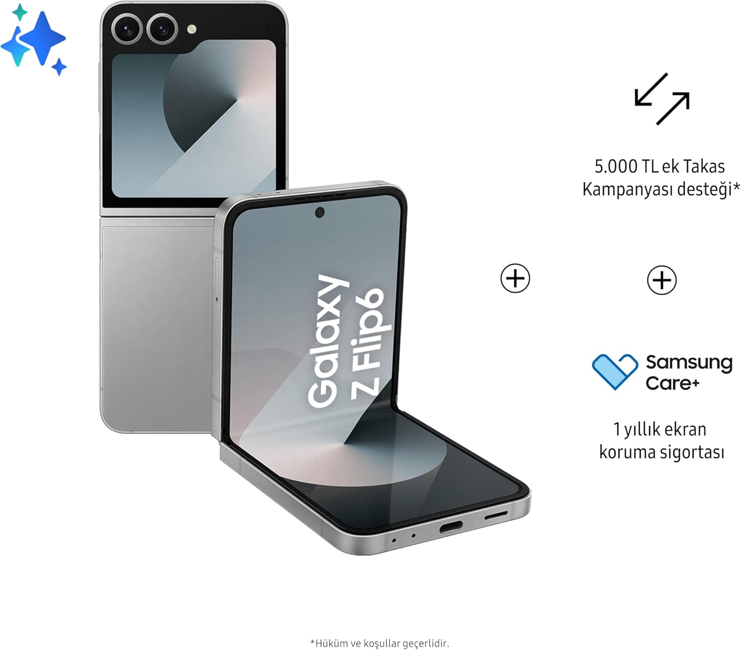 SAMSUNG Galaxy Z Flip6, 12GB RAM, 256GB Storage, Silver Shadow, 50MP Camera, 1 year Seller Warranty (International Version)