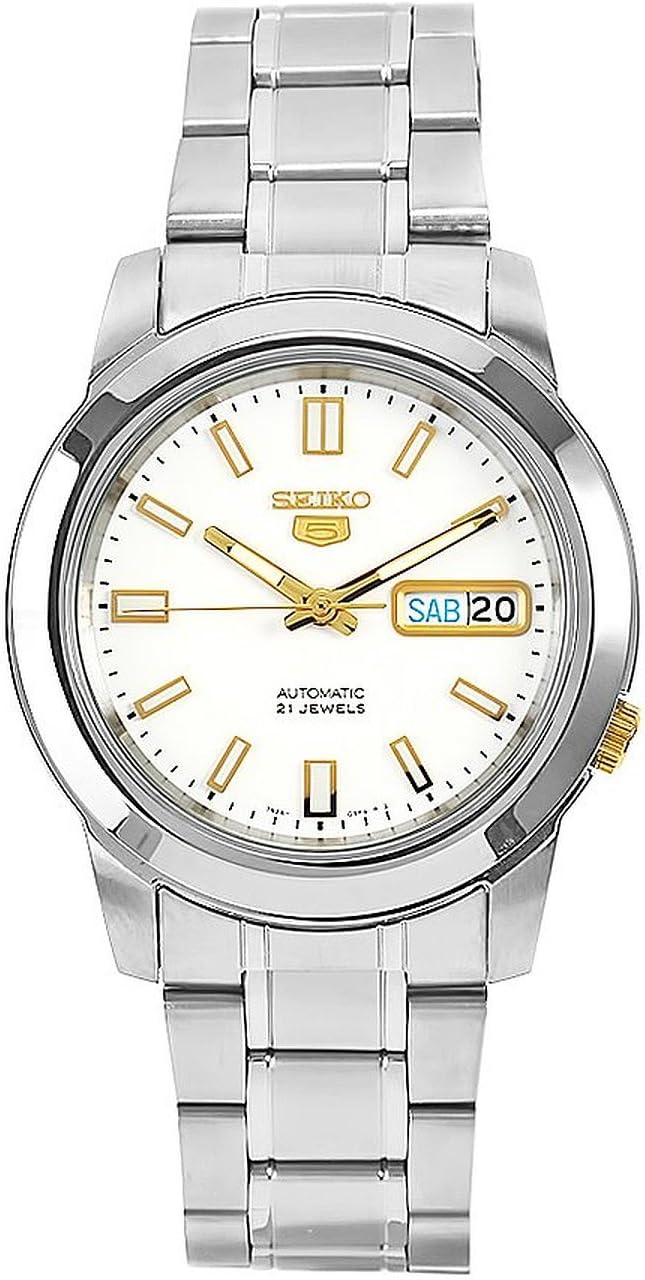 Men's 5 Automatic Watch with Analog Display and Stainless Steel Strap SNKK07
