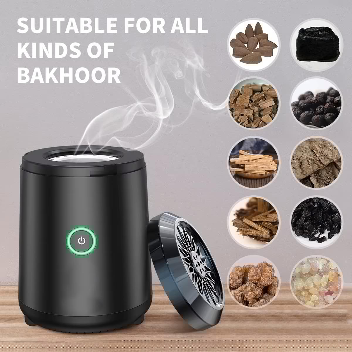 CLOVER JEWELRY بخور كهربائي مبخرة صغيرة بخور محمول USB قابل لإعادة الشحن ناشر رائحة للسيارة والمنزل مبخرة إلكترونية للهاتف المحمول للبخور قابلة لإعادة الشحن صغيرة الحجم للسيارة المكتب