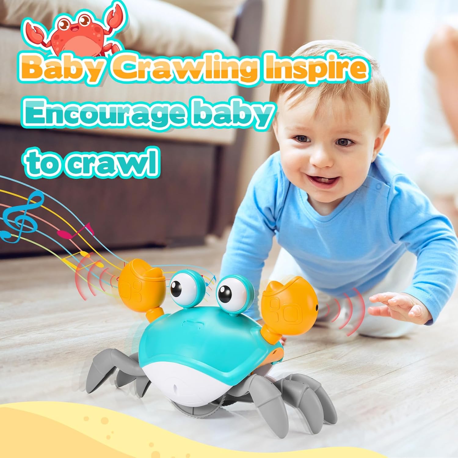 iKidiki Crab Toy Baby, Toys Children Crab Tummy Time Baby Gift Child (Deep Blue)