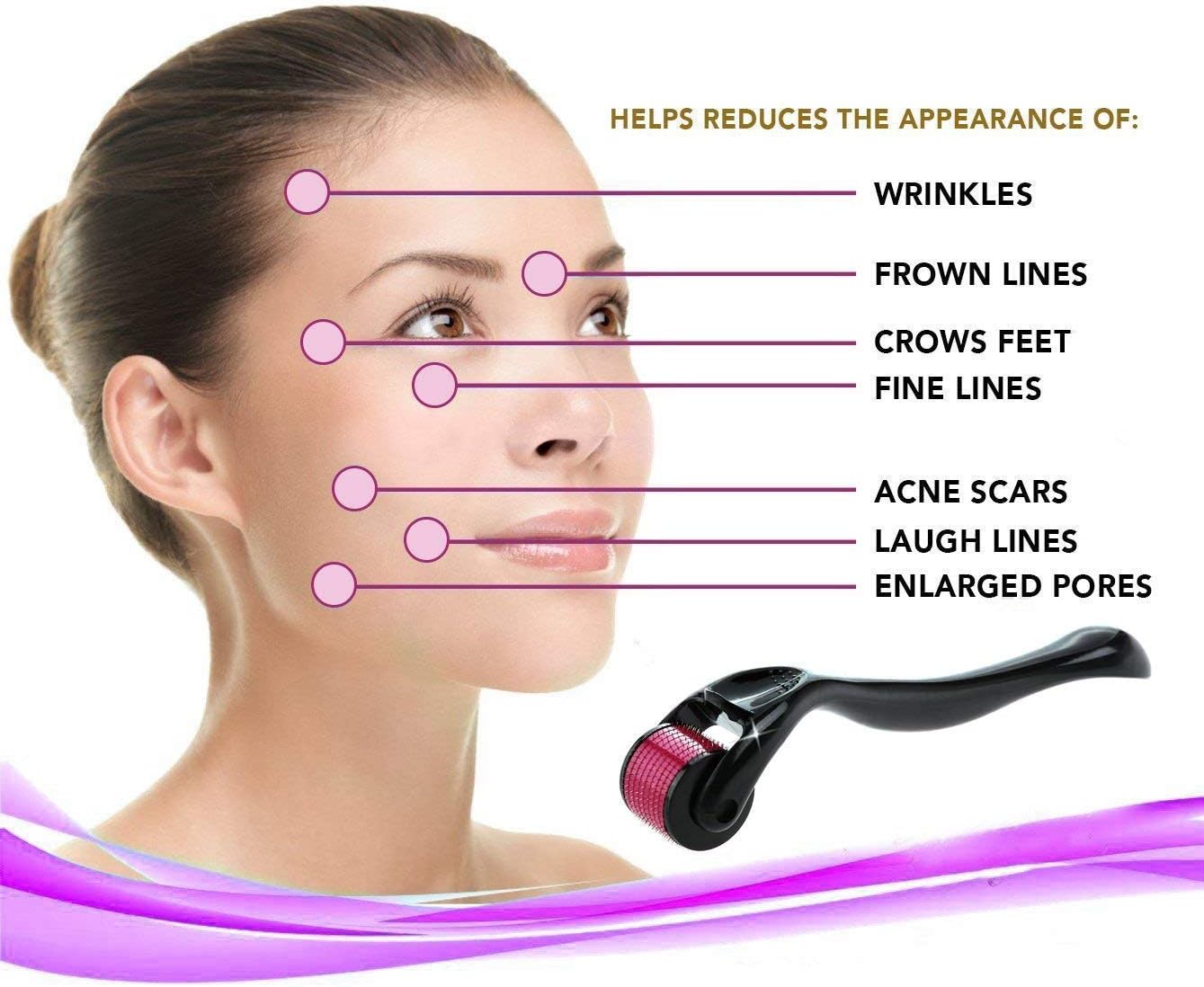 SHOWAY Derma Roller Microneedle Kit for Face, Body, Hair Premium 540 Titanium Microneedling Facial Skincare Microdermabrasion Derma roller for Men and Women (0.5mm), 1.0 count, 1
