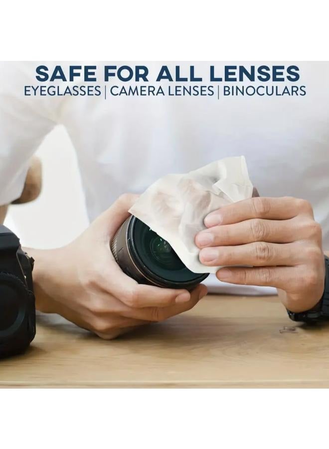 Pre-Moistened Lens and Screen Cleaning Wipes, 100pcs - Ideal for Eyeglasses, Smartphones, Tablets, Computers and Camera Lenses