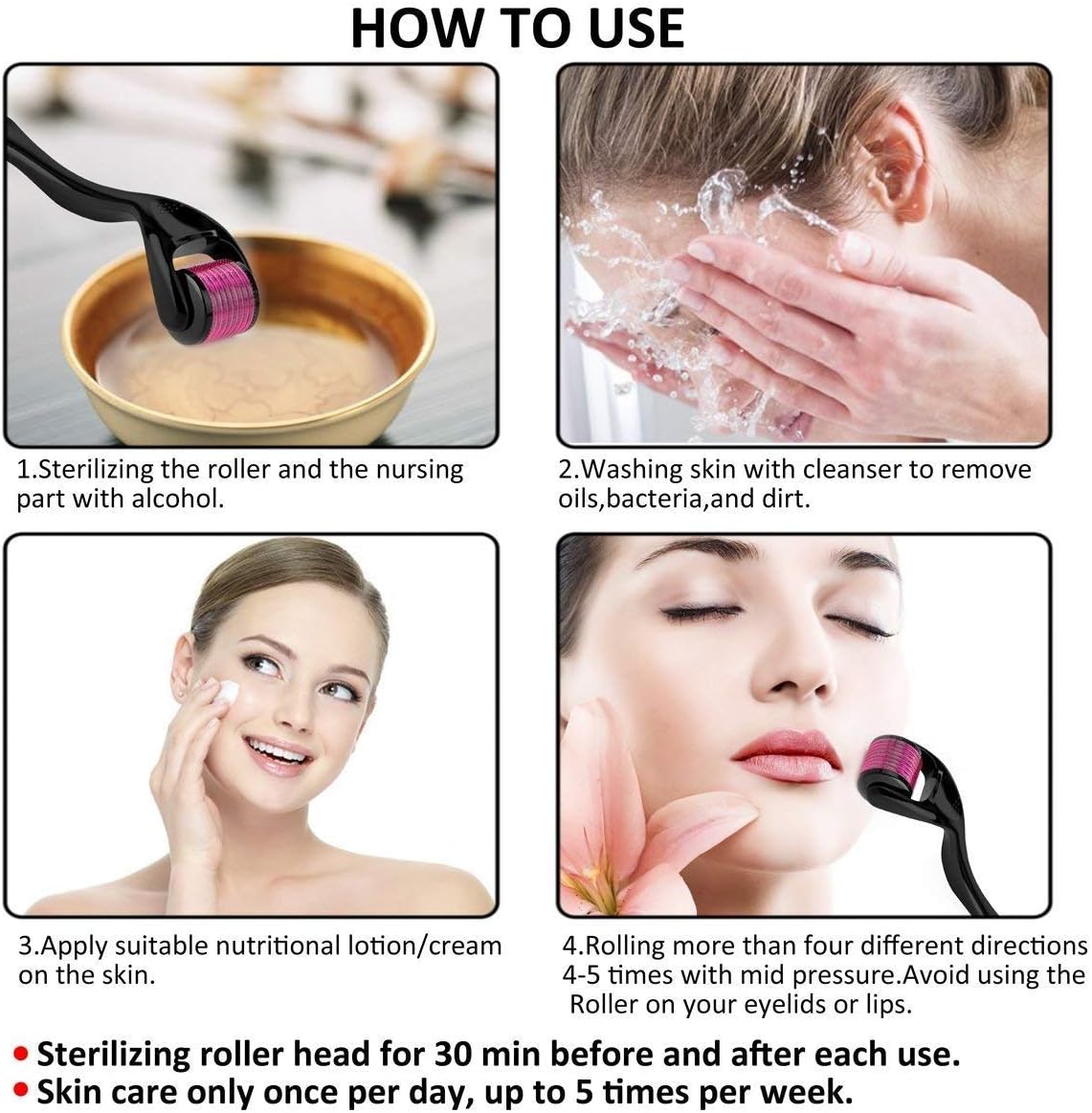 SHOWAY Derma Roller Microneedle Kit for Face, Body, Hair Premium 540 Titanium Microneedling Facial Skincare Microdermabrasion Derma roller for Men and Women (0.5mm), 1.0 count, 1