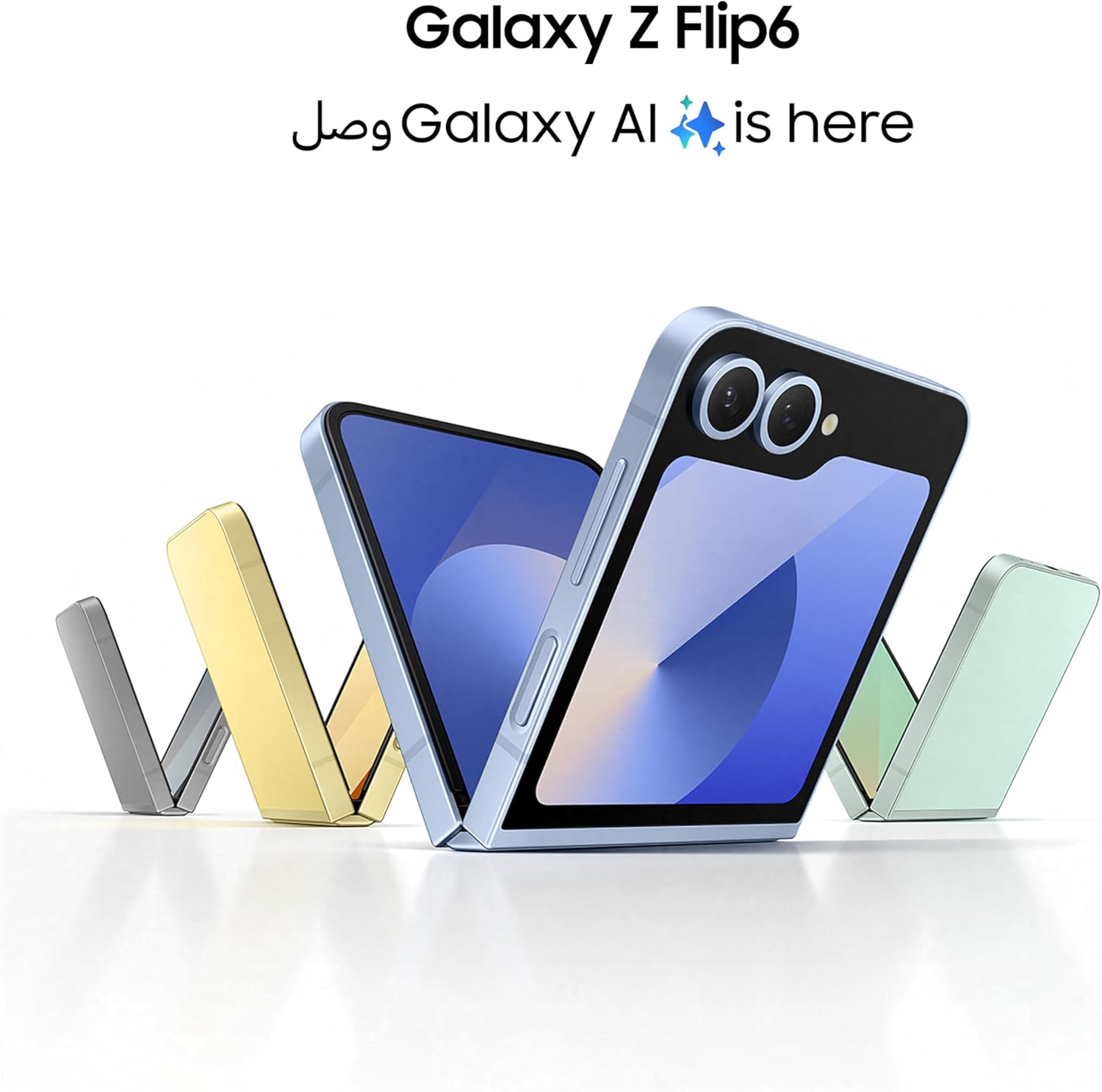 Samsung Galaxy Z Flip6, AI Phone, 12GB RAM, 256GB Storage, Blue, Android Smartphone, 50MP Camera, FlexCam, Long Battery Life (UAE Version)