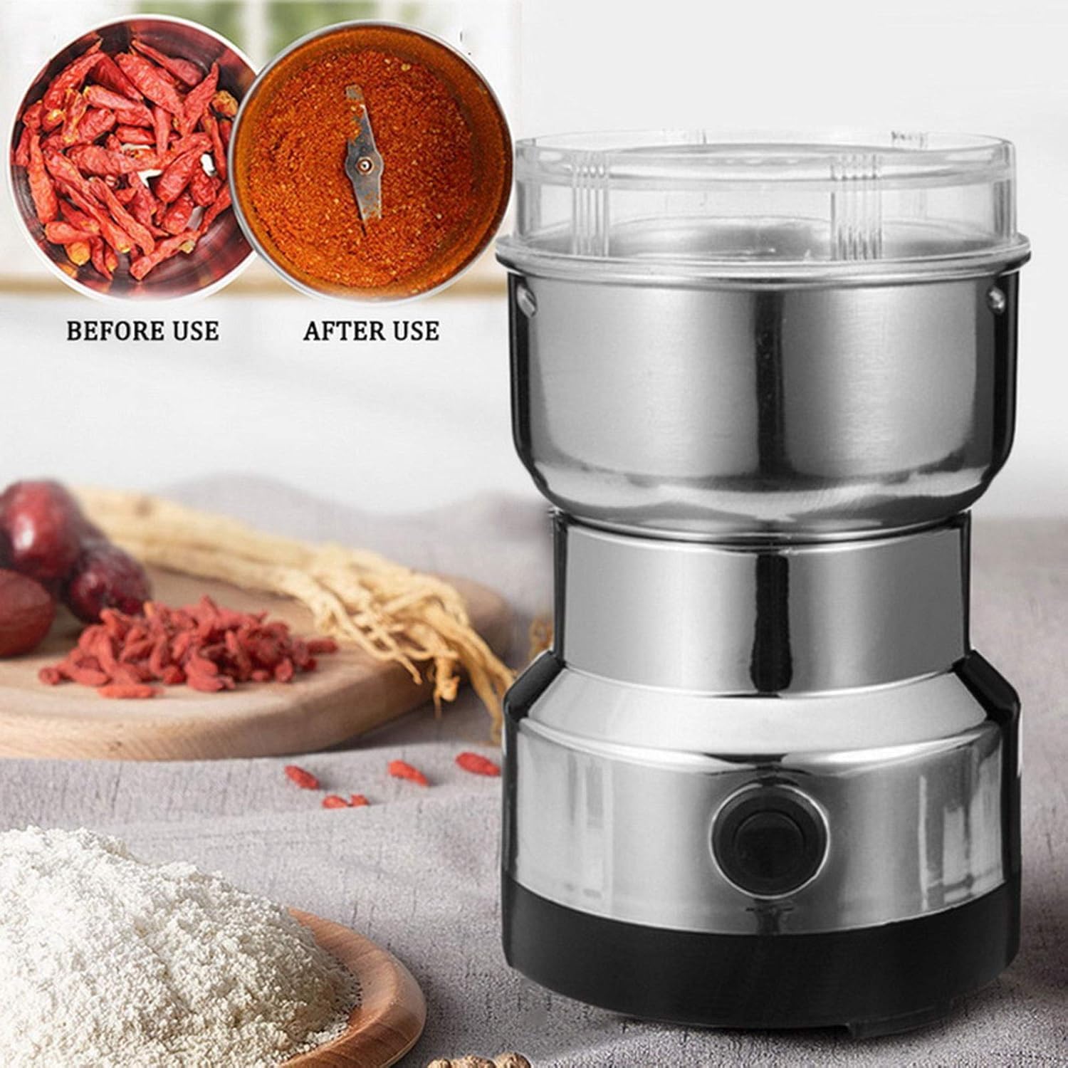 GlowZen Electric Coffee and Spice Grinder - Multipurpose Stainless Steel Mixer With Blades for Espresso Beans