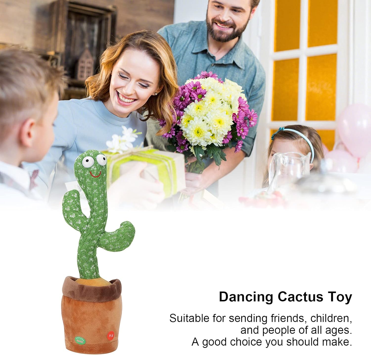 Cactus Toy, One Click Control Dancing Cactus Shine for Desktop Decorations for People Of All Ages for Birthday Gifts for Props