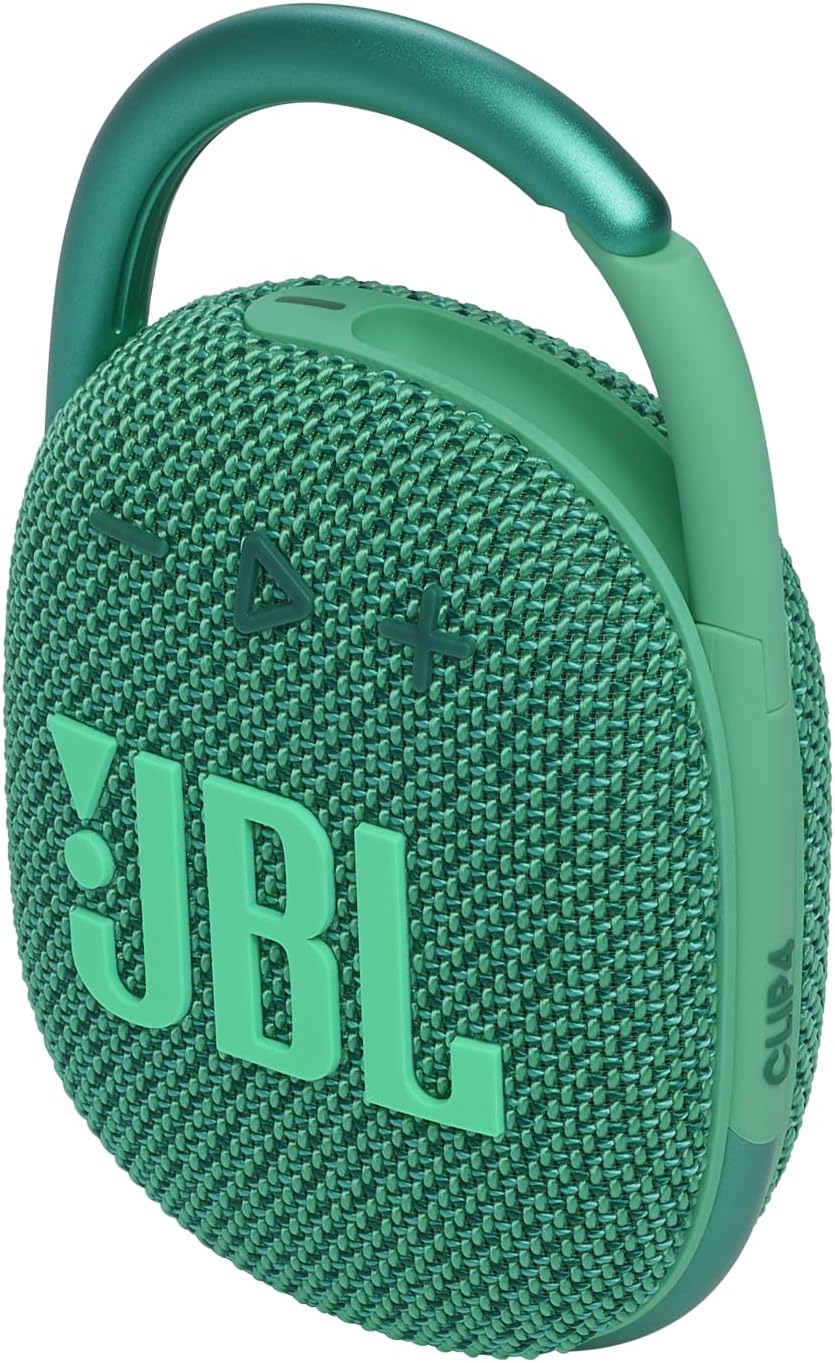 JBL Clip 4 Eco - Ultra-Portable Waterproof and Dustproof Bluetooth Speaker, big audio & punchy bass, made with 90% post-consumer recycled plastic, Integrated carabiner, Up to 10 Hours of Play (Green)
