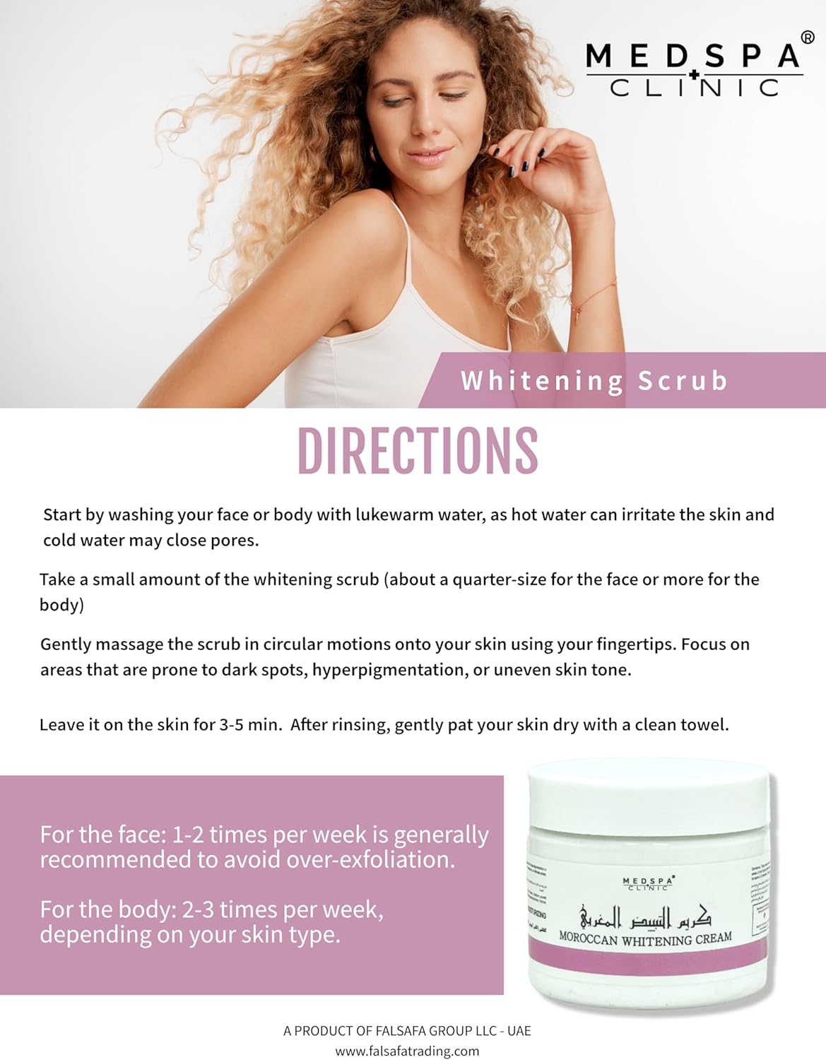 MedspaClinic Moroccan Whitening Cream 300g (Pack of2) After Bath for Face and Body, Enriched with Vitamine E and Natural Extracts, Peeling, Softner, Moisturizer, Collagen. Travel pack