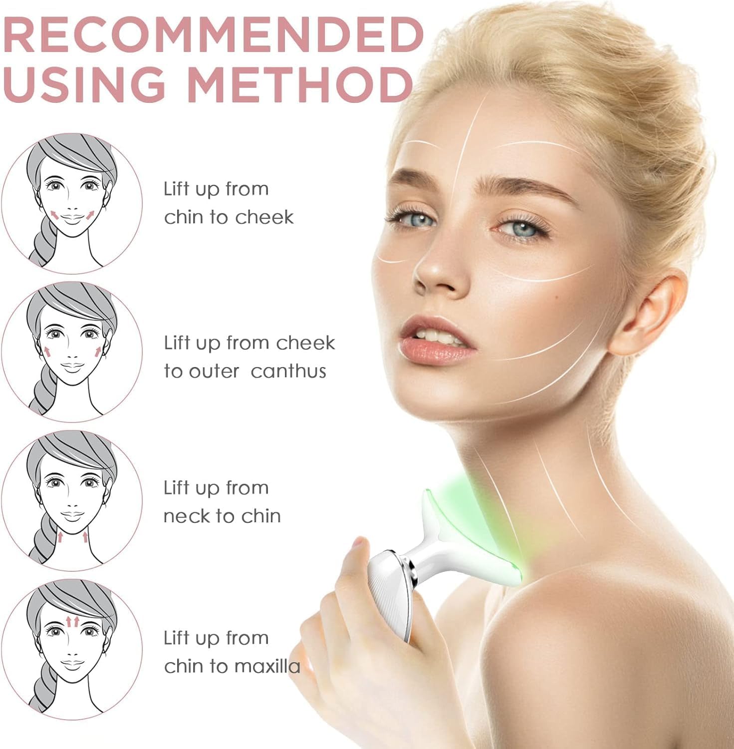 Mobify Premium Red Light Therapy Face and Neck Massager 7 in 1-7 LED Light Skin Rejuvenation & Wrinkle Removal Tool for Youthful, Radiant Skin face massager