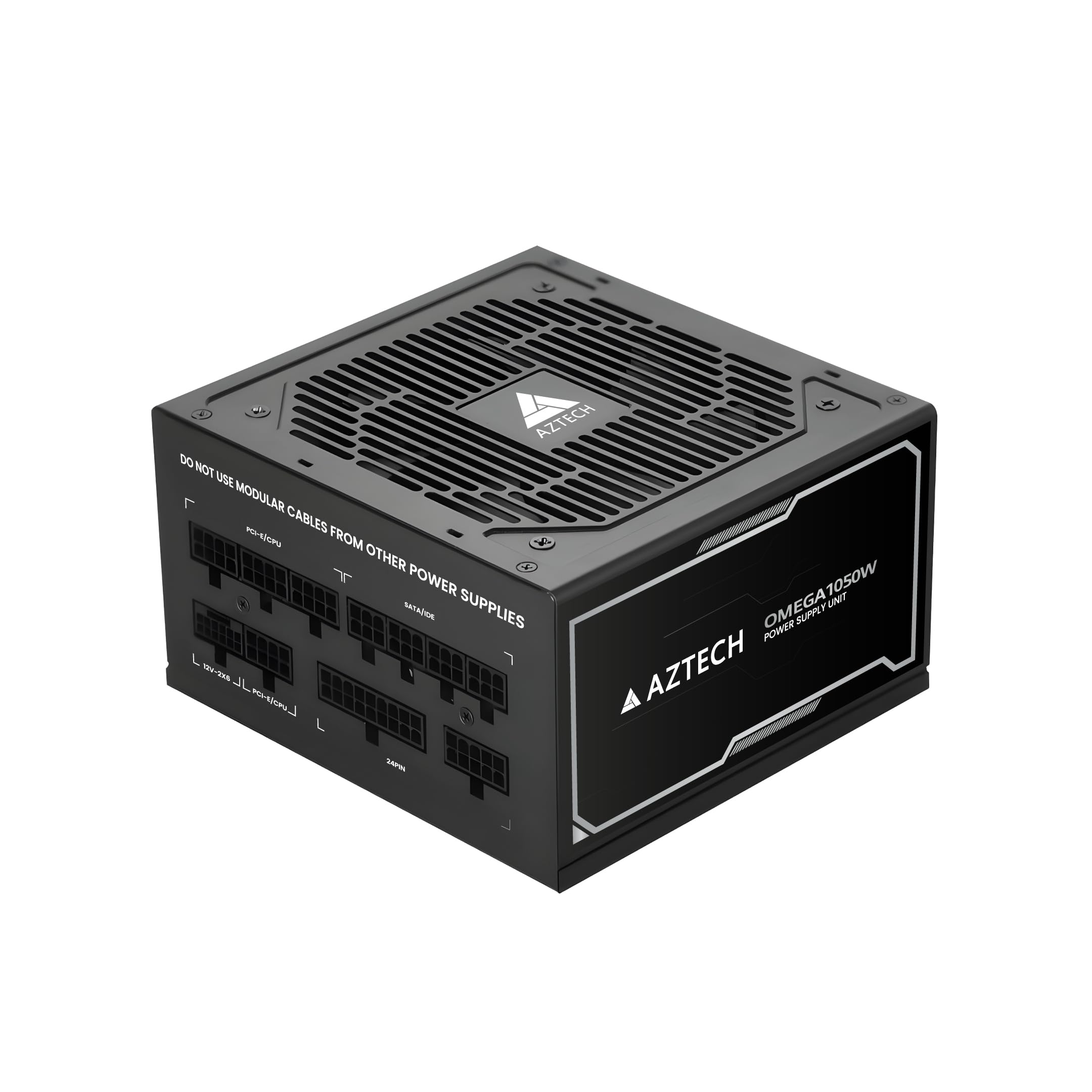 AZTECH OMEGA 1050W 80 Plus Platinum ATX 3.1 & PCIe 5.1 Ready Fully Modular Power Supply Ultra‑Quiet Hybrid Fan PSU 120 mm, Japanese 105 °C Caps, ZERO RPM Low noise Control RTX 40 PSU & Ryzen Intel