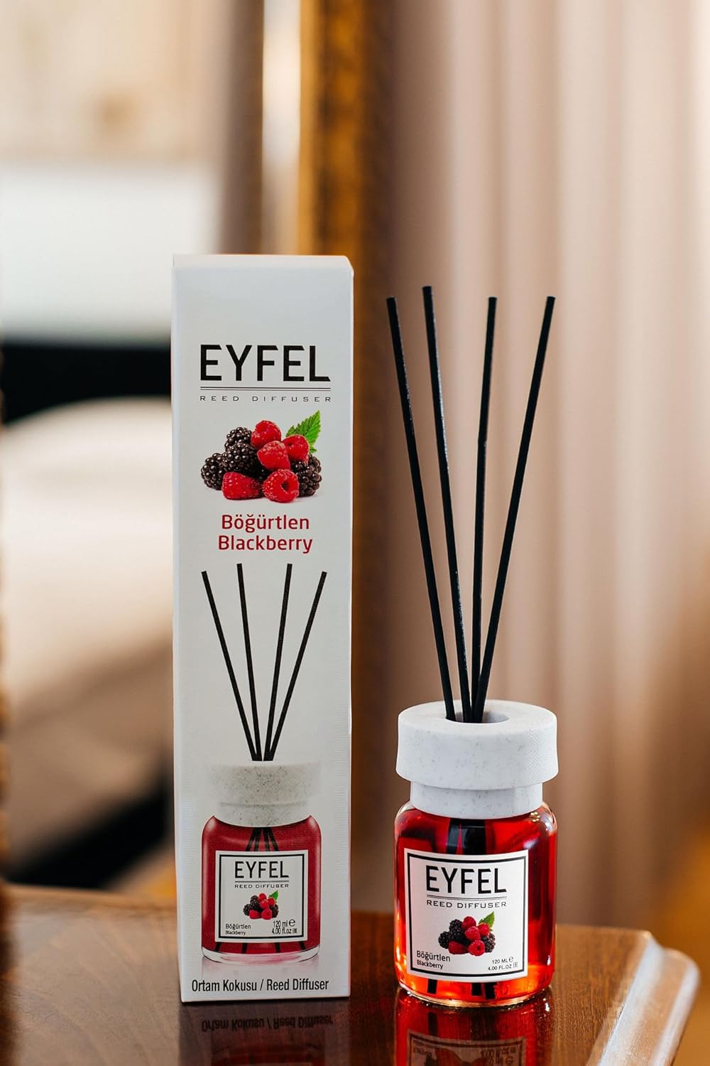 Eyfel Eau de Parfum Reed Diffuser Set - BlackBerry Scent 4.05 fl oz Oil Diffuser With Sticks for Home, Bathroom
