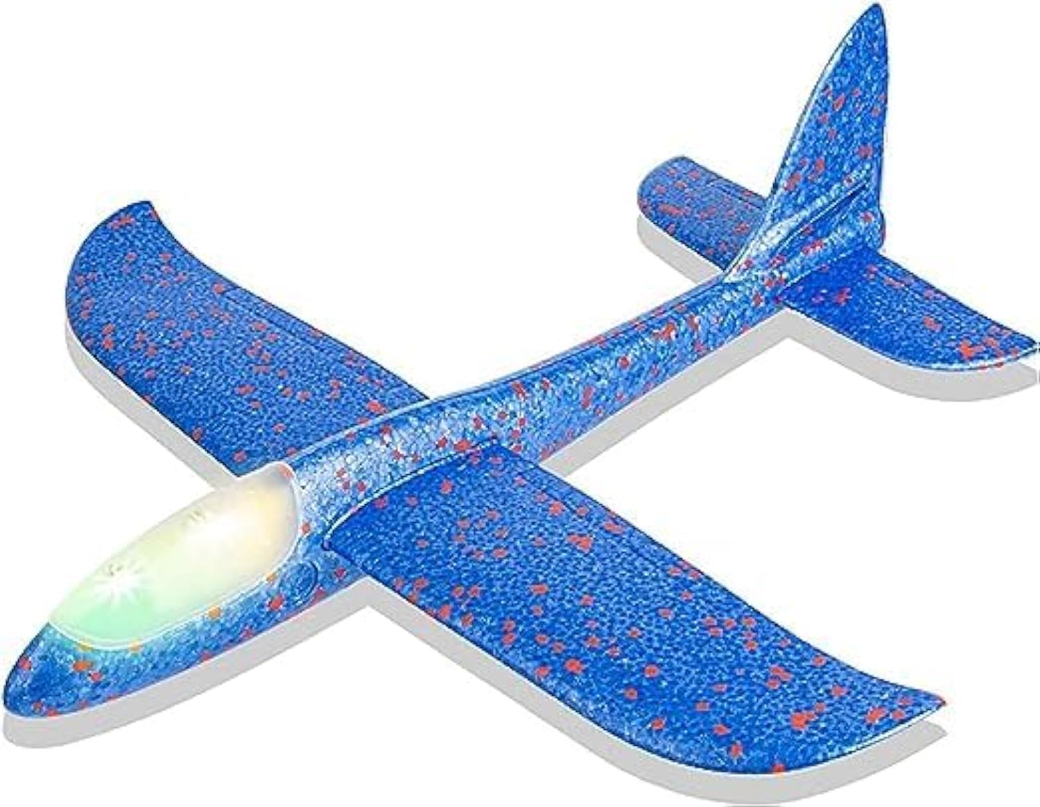طائرات شراعية ECVV طائرة مزودة بضوء LED فلاش، مقاس 18.9 بوصة، وضع طيران رغوي، طائرة رمي، طائرة بهلوانية، لعبة رياضية خارجية، هدية للأطفال من عمر 3 إلى 7 سنوات، لون أزرق