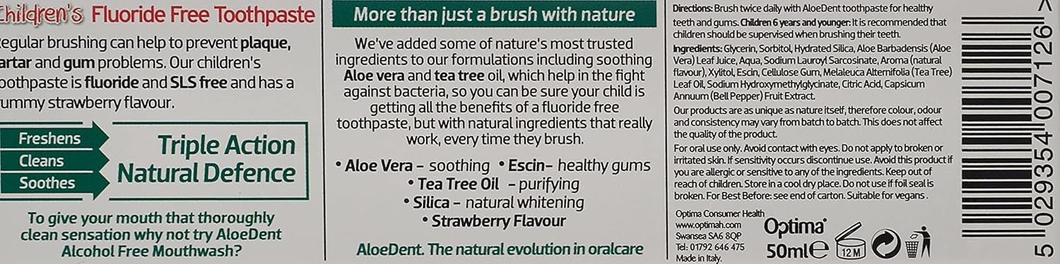 Aloedent Chds Toothpaste Anticavity Strawberry, 50ml