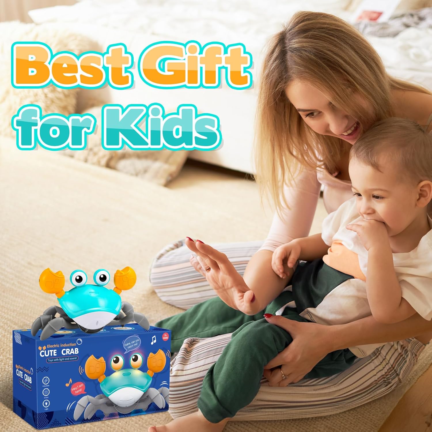 iKidiki Crab Toy Baby, Toys Children Crab Tummy Time Baby Gift Child (Deep Blue)