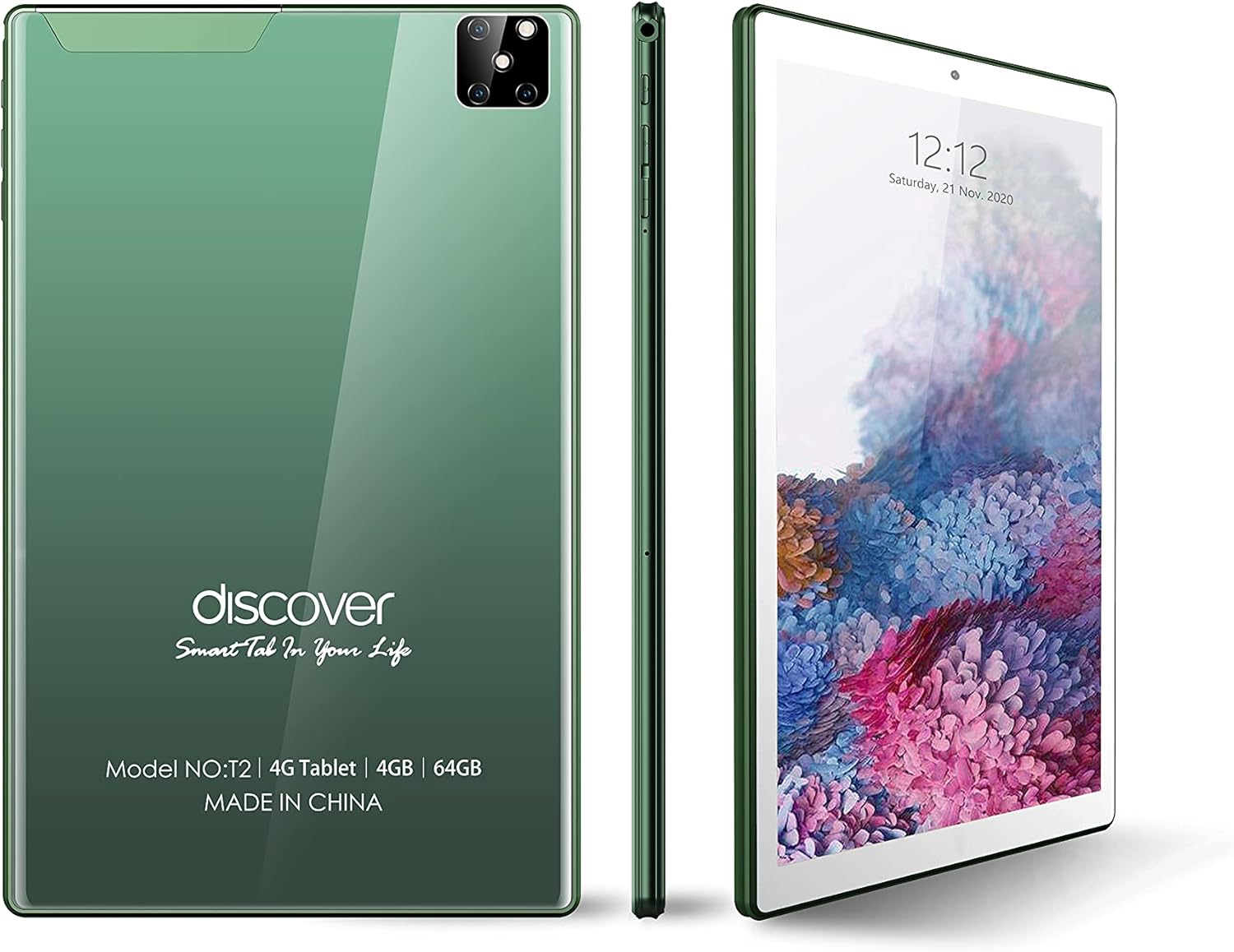 Discover T2, Learning Tablet 10.1 Inch smart tablet pc, Android 8.1 64GB, 4GB DDR3, 4G LTE, Dual Sim, Dual Camera, Wi-Fi (GREEN)