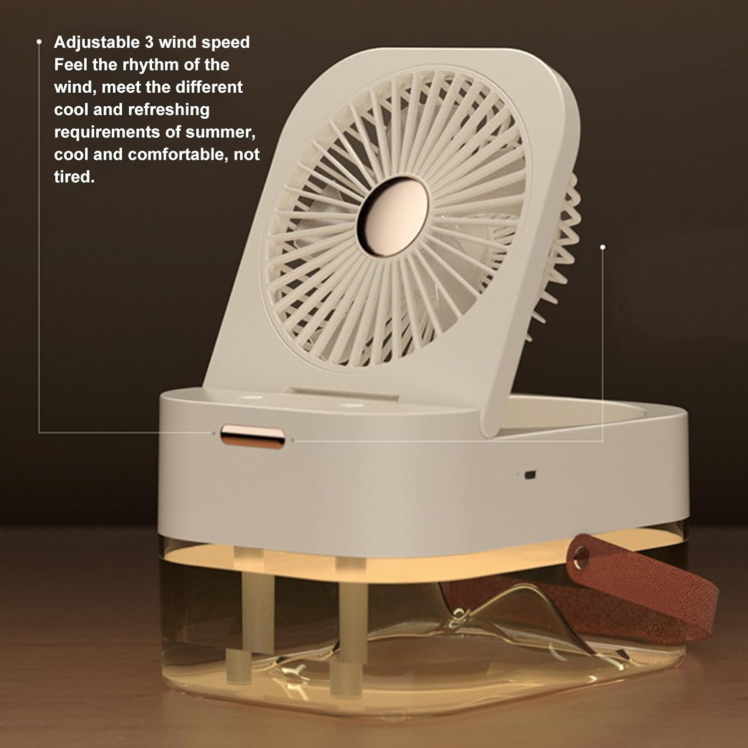 DAUB 3 in 1 Humidifer, 2.5L Dual Spray Small Humidifier with Night Light and Fan, Top Fill Cool Mist Quiet USB Air Humidifier with 3 Speed Wind, for Bedroom, Office, Desk, Nightstand
