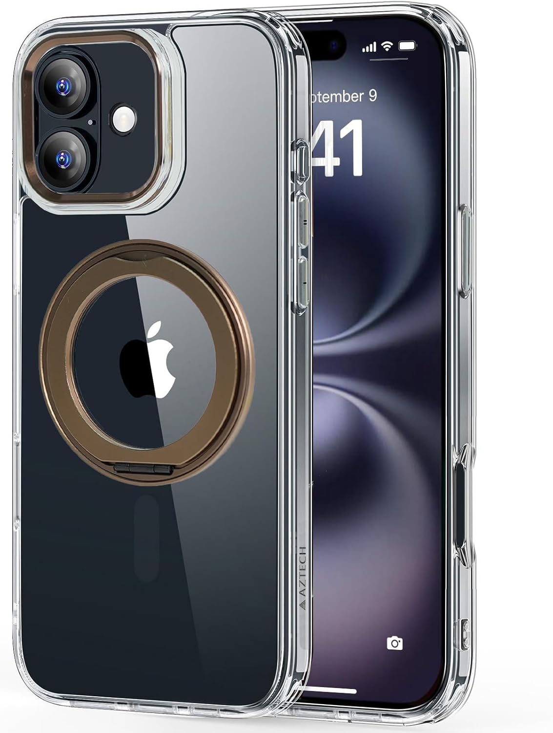 AZTECH Magnetic Phone Case for iPhone 16 Case Cover Anti-Slip and Drop-Proof Protective Cover with 360° Ring Stand Compatible & MagSafe Exclusively Designed for iPhone 16 Anti-Scratch Mag Safe IP16