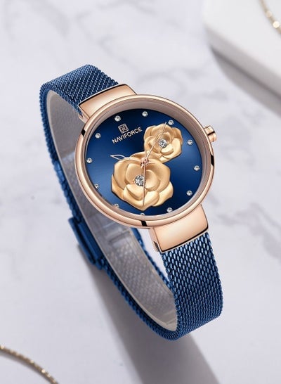 NAVIFORCE Women Luxury Creative Design Watch Stainless Steel Mesh Band Watches for Lady NF5013