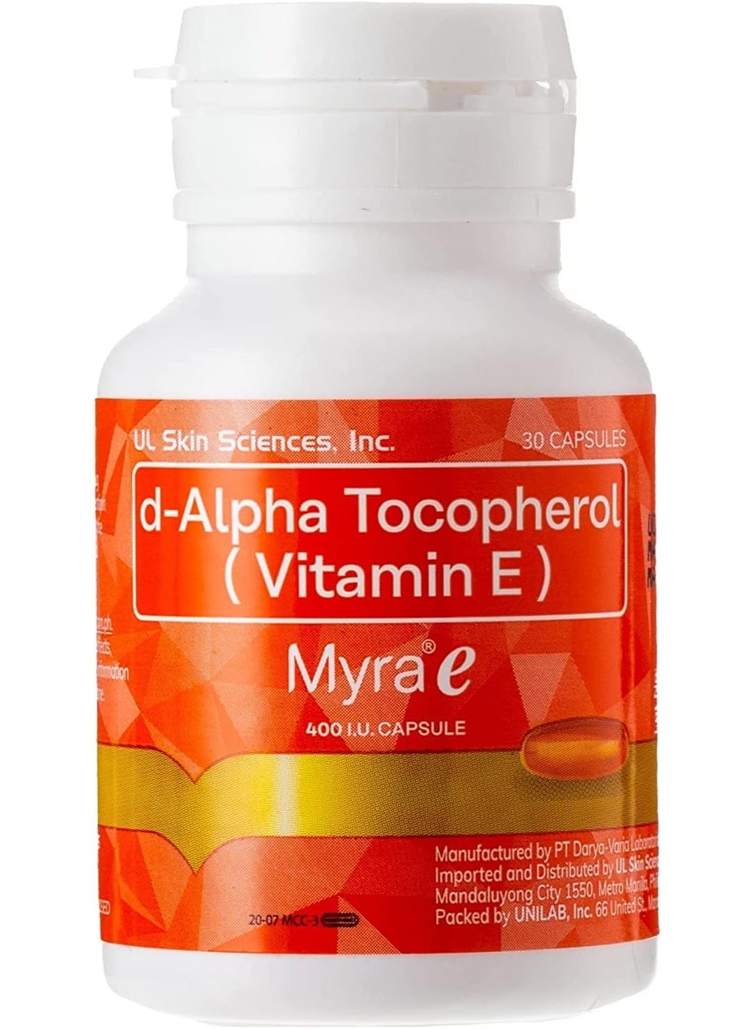 Myra E 400 IU Vitamin E d-Alpha Tocopherol (30 Capsule)