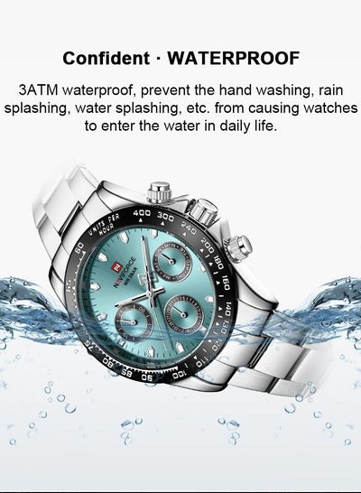 NAVIFORCE Mens/Womens Fashion Multifunction Watches Quartz Analog Stainless Steel Waterproof Watch NF9193