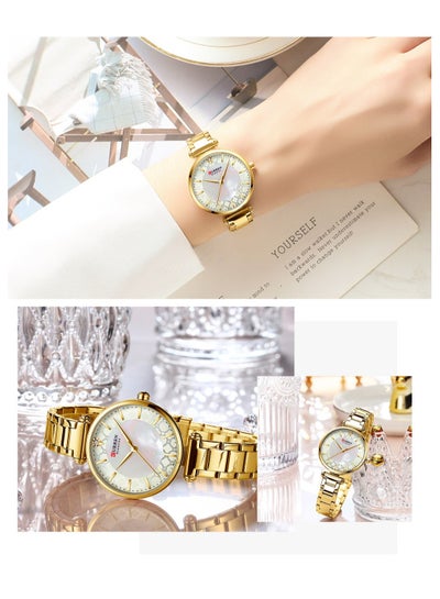 CURREN 9072 Original Brand Stainless Steel Band Wrist Watch For Women With  Box
