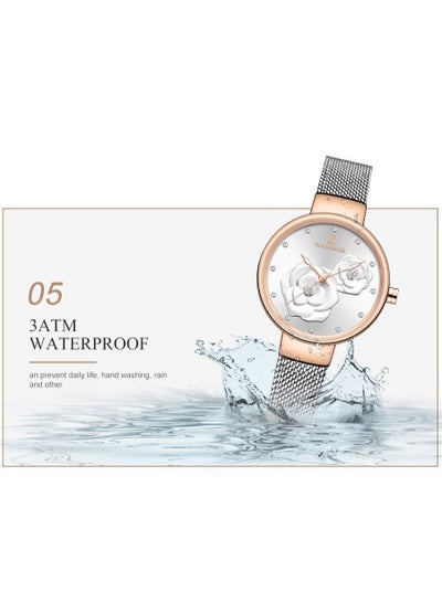 NAVIFORCE Women Luxury Creative Design Watch Stainless Steel Mesh Band Watches for Lady NF5013