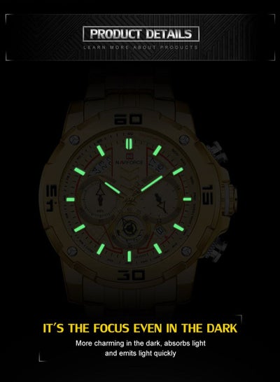 NAVIFORCE NF9175 Golden Stainless Steel Chronograph Watch For Men