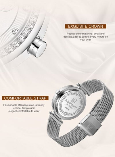 NAVIFORCE Women Watches Luxury Fashion Casual Quartz Stainless Steel Waterproof Wristwatch with Diamond NF5018