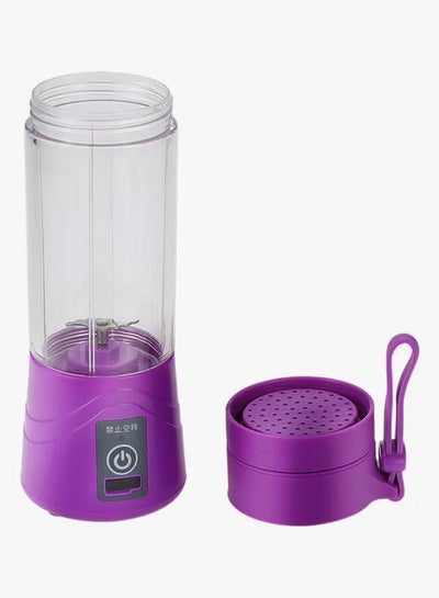 Portable Wireless Rechargeable 4 Blades USB Electric Blender Juicer Cup Plastic Fruit Grinder 380ml Juice Bottle Mini Automatic Smoothie Cider Device (Purple)