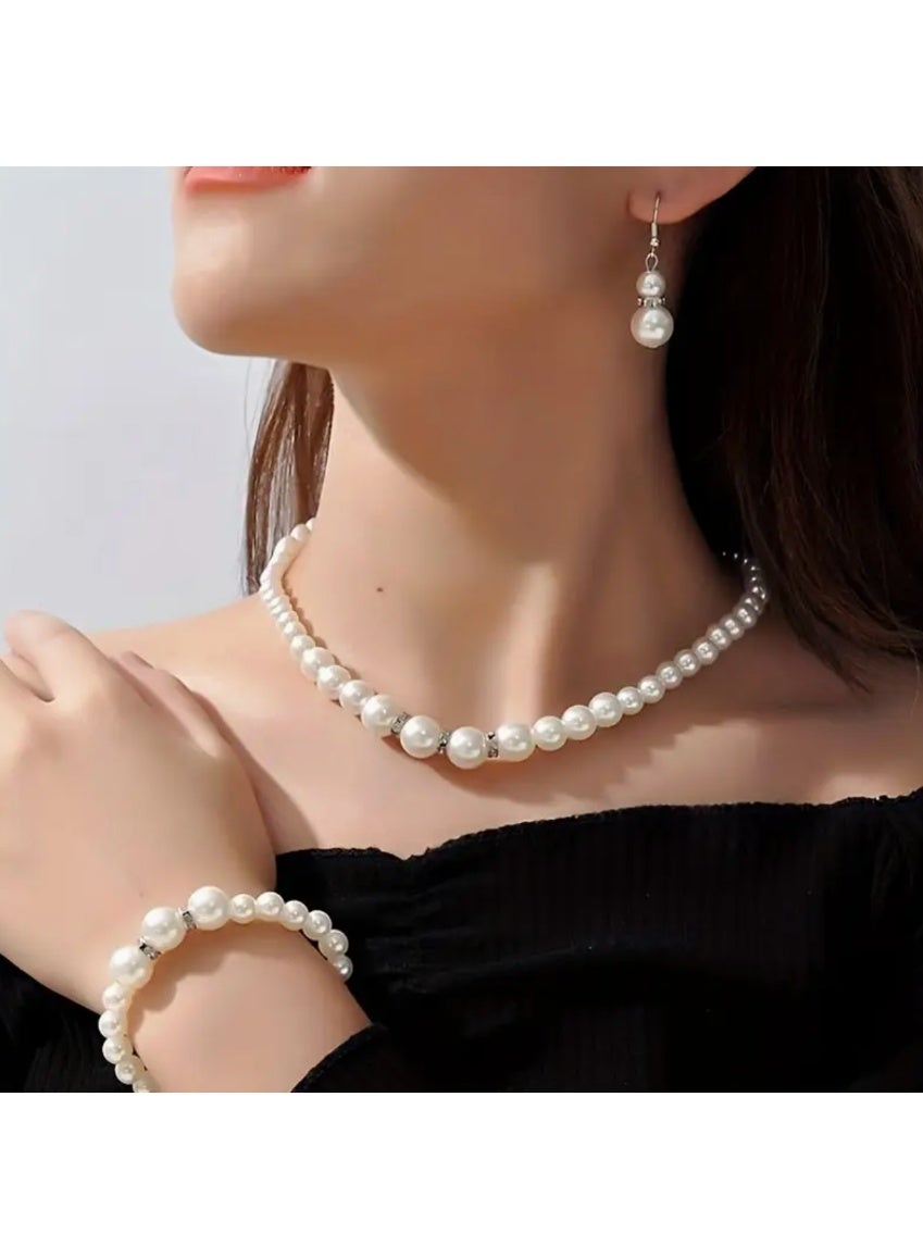 Set Pearl Jewelry Dainty Chunky Pearl Choker Necklace for Girls Wedding Jewelry for Prom Bride Birthday Gifts