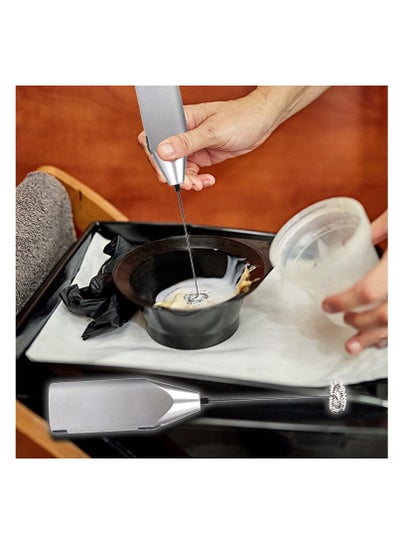 Electric Milk Frother Coffee Frother Foamer Dyeing Paste Mixer Stirrer Egg Beater Mini Stainless Steel Handheld Hair Dye Cream Mixer Stirring Tool