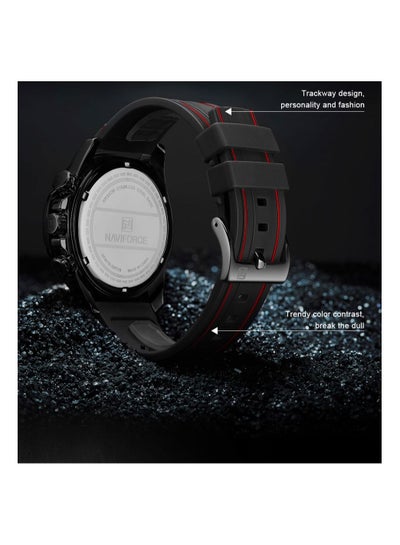 ساعات NAVIFORCE الرياضية للرجال كوارتز عسكرية كرونوغراف مقاومة للماء بحزام سيليكون NF8018T